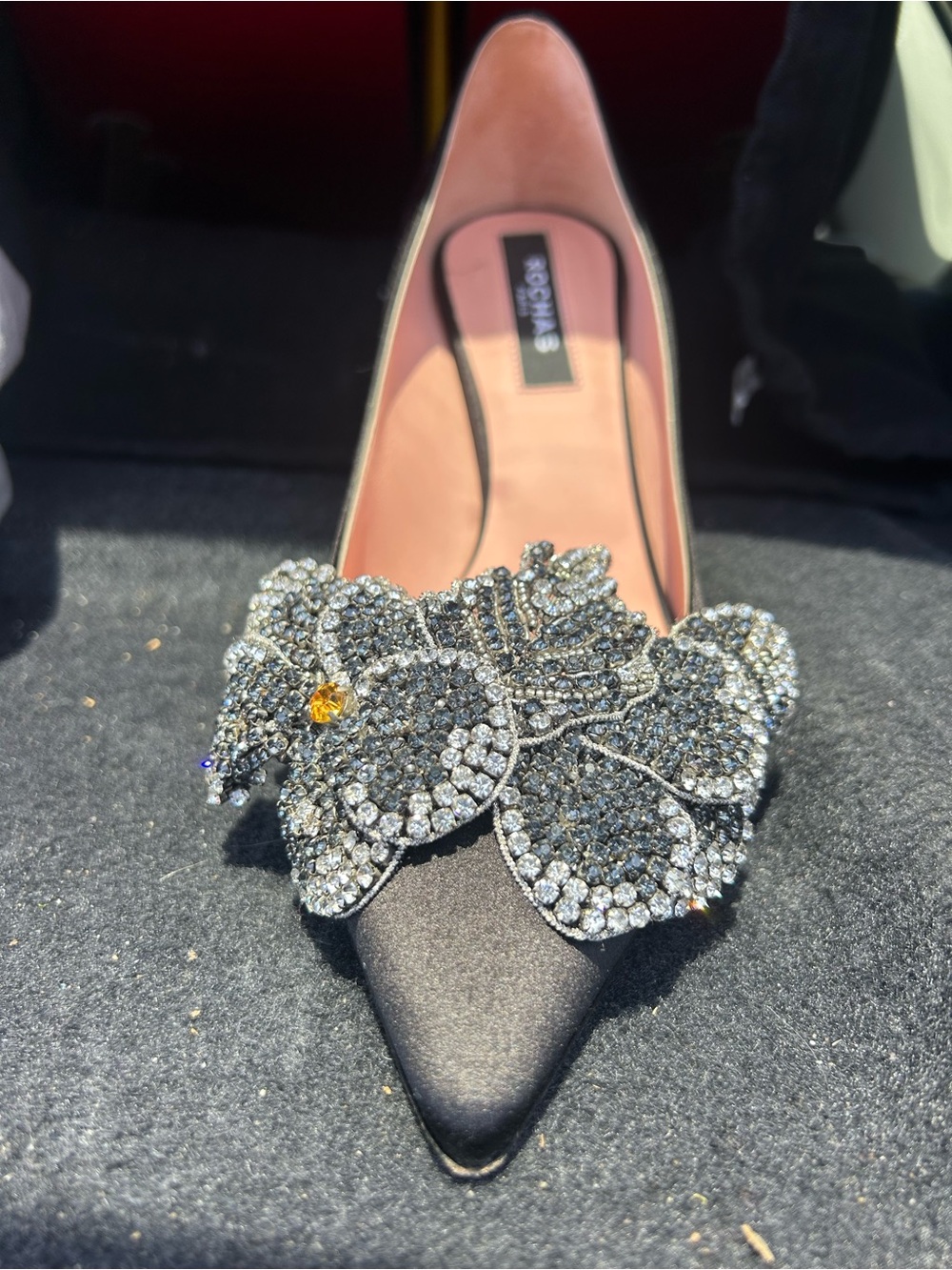 Rocha Crystal Flower Satin Pump